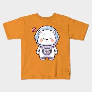 cute astronaut polar bear sleeping Kids T-Shirt